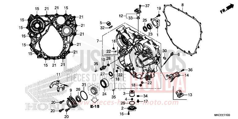 REAR CRANKCASE for Gold Wing CANDY ARDENT RED (R367B) from 2019